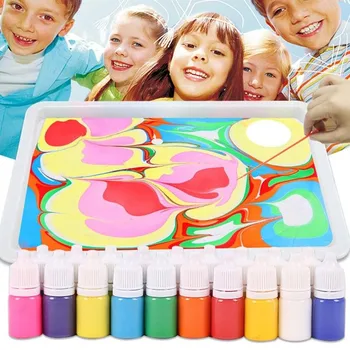 Ūdens Lāsumiem Krāsošanas Komplekts No 6 Krāsām Ziemassvētku Dāvanu Bērniem, Ūdens Mākslas Krāsu Kopums Rada Žilbinošu Izdrukas Mazgājams 10ml Zīmējumu