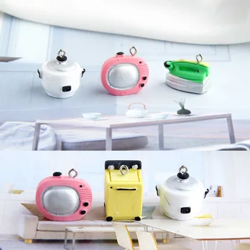 10Pcs Retro TV Ventilators 3D Miniatūras Figūriņas Sveķu Kuģiem Ar Āķi DIY Roku darbs Keychain Kulons Piekariņi Home Decoration Accessories