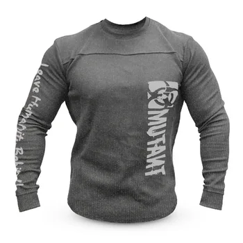 Vīriešu sporta zāle skriešanas muskuļi izmantot fitnesa garām piedurknēm vīriešu sporta T-krekls, džemperis kokvilnas apmācību tērps plus lieluma zeķbikses