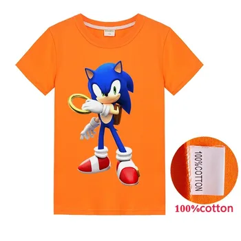 Modes Sonic Ezis Karikatūra Stils Meitenēm, T Krekls Vasaras Topi Bērniem Īsām Piedurknēm T-Krekli, Kokvilnas Bērniem Zēnu Drēbes