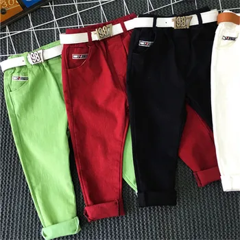 Bērnu apģērbu boy bikses, pavasara un rudens jūra 2018 gadījuma bikses meiteņu bikses balts melns sarkans zaļš konfektes bikses