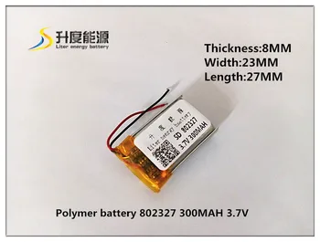 Labākais akumulators zīmola 3.7 V litija polimēru baterija 802327 300mAh Bluetooth modulis ar aizsardzības pārvalde elektroenerģijas kalkulators