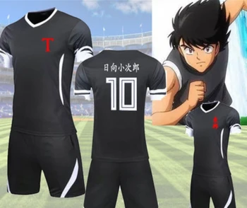 JP Anime Captain Tsubasa Toho Akadēmijas Socer Apģērbu Komplekti NĒ.10 Kojirou Hyuga Cosplay Dziļi Pelēkā Jersey Uzvalks