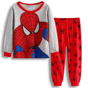 Jauna Spider Man cartoon bērnu pidžamu ar garām piedurknēm bērnu varonis Līgas mājas valkāt zēnu apakšveļa divas gabals uzvalks pidžamas