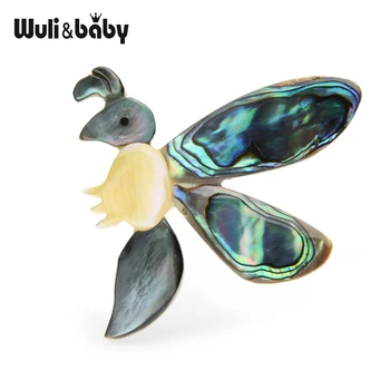 Wuli&baby Dabas Shell Bišu Broches Sievietēm Classic Kukaiņi Puse Gadījuma Broša Piespraudes Dāvanas