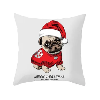 Spilvendrānā 45 * 45CM karikatūra Ziemassvētku suns drukāt rakstu spilvendrāna home hotel holiday apdare laukumā spilvendrāna