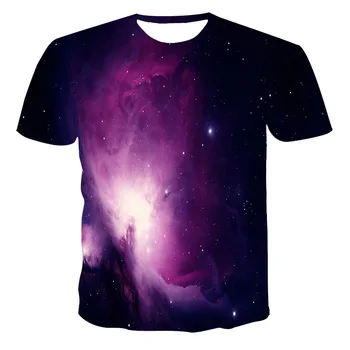 2020. gada Vasaras Gadījuma Vīriešu un Sieviešu Modes Jaunu Īsām Piedurknēm Elpojošs Print T-Krekli 3D Galaxy Drukāšanas Gadījuma T Krekls Streetwear