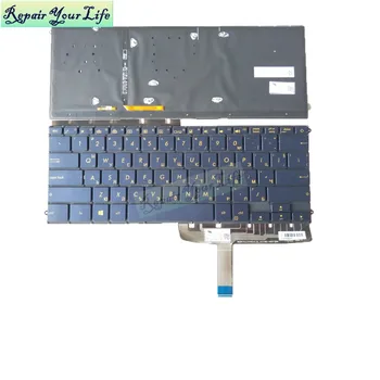 Klēpjdators tastatūra ASUS ZenBook 3 Deluxe UX490 UX490CA UX490UA bulgāru BULGĀRIJA zilā kb dzeltena taustiņi ar apgaismojumu 86720 X7A jaunas