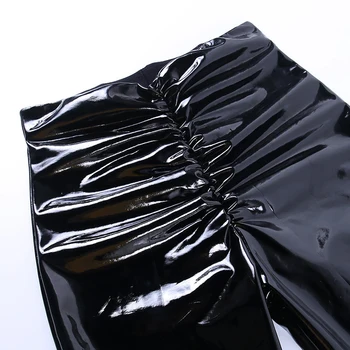 Jaunu un Seksīgu Novājēšanu Kroku PU Ādas Bikses Bodycon Pakete Hip Sadalīt Bikšu Kāju Slavenību Streetwear Moderns Bikses