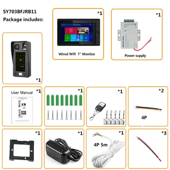 7 collu Wifi Bezvadu pirkstu Nospiedumu IC Card Video Durvju Tālrunis Durvju Intercom Sistēmas ar Vadu AHD 1080P Durvju Piekļuves Kontrole S