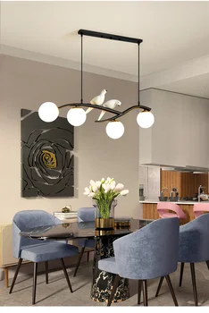Zelta Kulons Melnā Virtuves Salu Apgaismojums Vakariņu galda gaismas ziemeļvalstu dizaina mājas bārs Putnu lampas hops stikla bumbu kulons gaismas