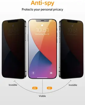 Slepenības Filtrs Rūdīts Stikls Pilnu Filmu AntiSpy Vairogs Screen Protector for iPhone 12 Pro max 6.7 collu 2020