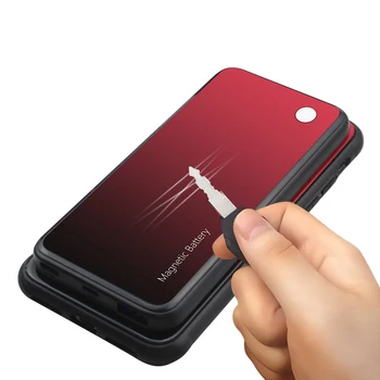 Slim Slīpumu, Rūdīts stikls Magnētisko Bezvadu lādētāju Case For Samsung Galaxy S8 S9 Plus Power Bank Akumulatora Uzlādes Lietu Vāku