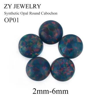 Augstas Kvalitātes 1.5 mm~10mm Kārtas Cabochon plakandibena OP01 Sintētisko Opāls Rotaslietas