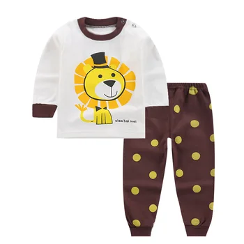 2019 Bērnu Apģērbu Komplekti Bērnu zēna lauvu pidžamā uzvalks sleepwears Bērniem augļu komplekti ar garām piedurknēm krekli+bikses 2gab jaunas ielidošanas
