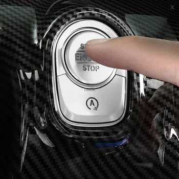 3PCS Par Mercedes Benz A Klases W177 A180 A200 2019 Auto Piederumi Interjera Dzinēja Start Stop Slēdzi nospiedis Pogu Gredzens Melns Segt
