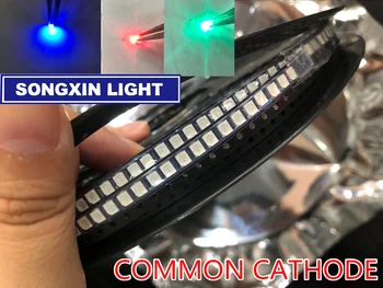 100gab SMD 3528 RGB LED Kopēju KATODU 20mA SMT Čipu Trīskrāsains (Red Green Blue) 1210 Virsmas montāžas PCB Gaismas Diožu Lampas