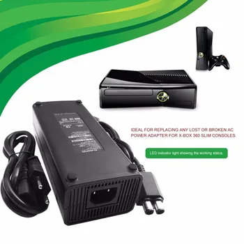 AC 100-240V Adapteri, Barošanas Lādētājs Kabelis X-BOX 360 Slim Ideālā Nomaiņas Lādētājs Ar LED Indikators ES Plug
