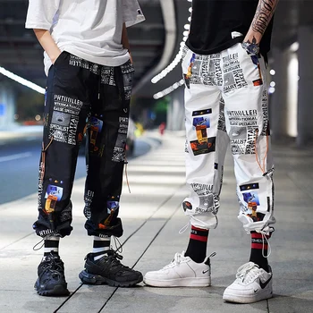 Burtu Drukāšanas harēma Bikses Teen modes Tendences Hip Hop Apģērbs Ir 2021. Mens Harajuku Streetwear dejotājs bikšu Joggers Sweatpant