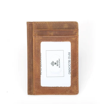 WardWolf Kredītkartes Īpašnieks Vintage Īstas Ādas Vīriešu Kartes Seifs Kartes Turētājiem, Kartes Gadījumā Maku ar ID Logā RFID Bloķēšana