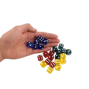Yernea Akrila Dice 24Pcs Caurspīdīgu Krāsu 16mm Balts Punkts Kauliņu Komplekts Apaļā Stūra Četru Krāsu Hexahedron Galda Spēles D6 Klubs
