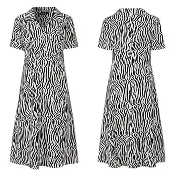 Sexy Īsām Piedurknēm Zebra Iespiesti Sadalīt Sundress Vintage Midi Kleitu Celmia Sievietes Ir 2021. Vasaras Gadījuma tusiņu Vestidos Drēbes 5XL