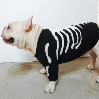 Halloween Dog Džemperis Classic Pet Ikdienas Apģērbs Tērpu Modes Jaka Džemperis Adīt Jaka Schnauzer Buldogs Kucēns Drēbes