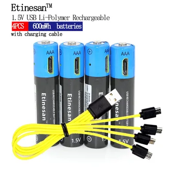 Etinesan 1,5 V AAA 600mAh li polimēru uzlādējams litija jonu akumulators baterijas Jaunu revolūciju!