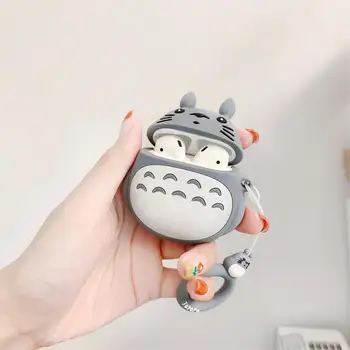Karikatūra 3D Totoro Modelis Pirksta Gredzenu Bezvadu Bluetooth Austiņas Gadījumā Par Apple AirPods Silikona Uzlādes Triecienizturīgs Buferi