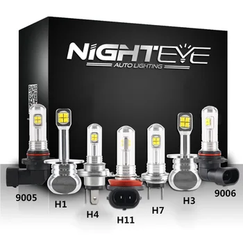 NIGHTEYE Auto LED Miglas lukturi Spuldzes 160W 1600LM Miglas 6000K Spuldzes H1, H3, H7, H11 9005/HB3 9006/HB4 Auto Braukšanas Miglas lukturis CSP, Led Chip