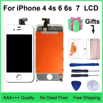 AAA Kvalitātes LCD iPhone 4 4s Nomaiņa Ekrāna Digitizer Touch Screen Montāža, iPhone 6 6s 7 LCD Ekrāns