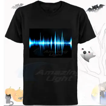 Grupa LED light up el panelis t-krekls Mūzikas ritmu skaņas aktivizēta mirgo el panelis t-krekls