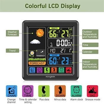 TS 3310 Laika apstākļu Stacijas Iekštelpu Āra LCD Bezvadu Sensoru Termometru, Higrometru, Digitālais Modinātājs Barometrs Prognoze Krāsa