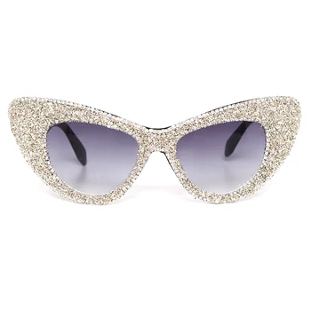 Lielgabarīta Cat Eye Saulesbrilles Sieviešu Dimanta Saulesbrilles Rhinestone Spīdums, Saulesbrilles Vīriešiem 2020. Gadam Luksusa Zīmolu Brilles UV400