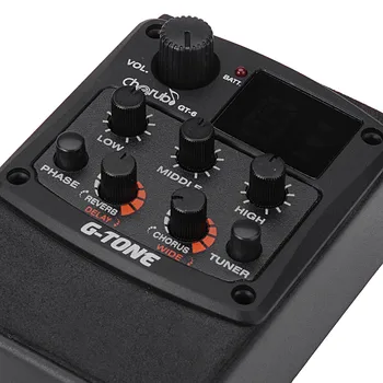 Cherub G-Signāls, GT-6 Akustiskā Ģitāra Preamp Pjezo Pikaps 3-Band EQ Ekvalaizers LCD Uztvērējs ar Reverb/Vilcināšanās/Koris/Mēroga Ietekme
