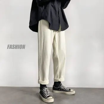 2020. gada Rudenī Vīriešu tīrtoņa Krāsu haren lauka Baggy Bikses Homme Gadījuma Bikses Kravas Kabatas Džinsi Biker Džinsa Melna/zaļa/balta Bikses