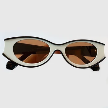 Ovālas formas Saulesbrilles Sieviešu 2020. Gadam Luksusa Zīmolu Flat Top krāsains Rāmis Modes Saules Brillēm, Vintage Vīriešu Gafas