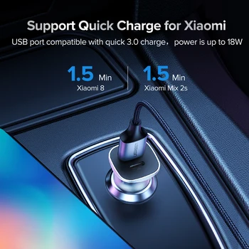 Ugreen 18W PD Lādētāju Ātri Uzlādēt 4.0 3.0 USB Auto Lādētāju Xiaomi QC4.0 QC3.0 C Tipa PD Auto Uzlāde iPhone 12 X Xs 8