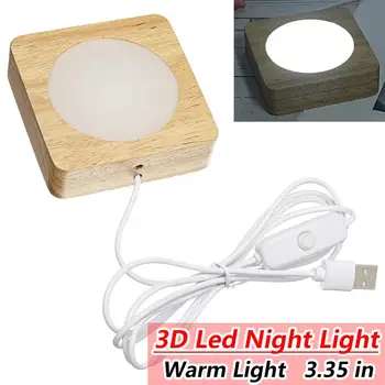 5 Stilus, Koka Lampas Pamatne Balta Gaisma Uzlādējamā Tālvadības pults Koksnes LED Gaismas Rotācijas Displejs Stāvēt Lampas Turētājs Lampa Bāze