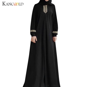 KANCOOLD Sieviešu Plus Size Print Abaya Jilbab Musulmaņu Maxi Kleita Gadījuma Kaftan Gara Kleita musulmaņu sieviešu drēbes