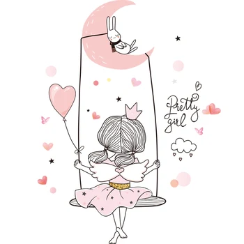 [shijuekongjian] Karikatūra Meitene, Sienas Uzlīmes DIY Pienenes Ziedi Sienas Uzlīmes Bērniem, Bērnu Istabas Guļamistabas Māja Apdare