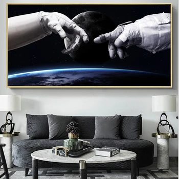 Telpas Ainavu Plakāti un Izdrukas Sienas Mākslas Audekls Gleznošanai Astronauts roku un roku Dieva Attēlu, viesistaba, Mājas Dekoru