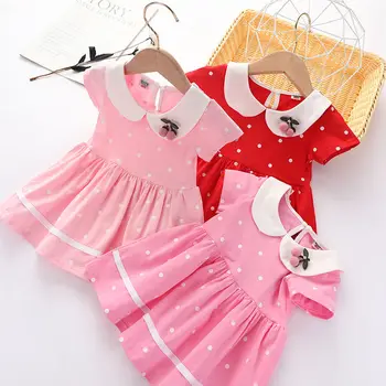VIDMID meitene vasaras kleita ar īsām piedurknēm bērnu drēbītes, ziedu kleitas 2-5 gadus meitene karikatūra ikdienas drēbes bērniem kleita P527