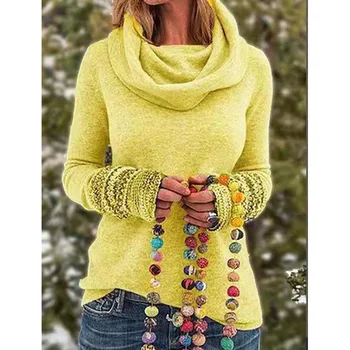Retro šalle apkakle sieviešu džemperis garām piedurknēm tīrtoņa krāsas rudens /ziemas āra silts džemperis lēti vairumtirdzniecības sieviete džemperi