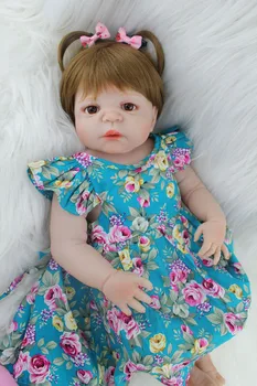 55cm Pilna Ķermeņa Silikona Atdzimis Meitene Baby Lelle, Rotaļlietas, Reāli 22inch Bebe Jaundzimušo Princesi Toddler Bērnu Lelle Dzimšanas dienas Dāvana
