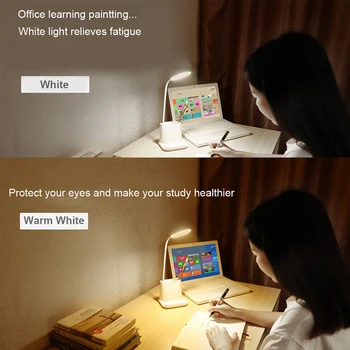 2 krāsu LED Galda Lampa USB Lādējamu Galda Lampa Touch Dimming galda lampas Bērnu Bērni Lasot Pētījumu, Gultas, Guļamistabas