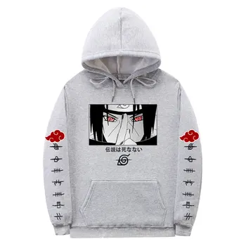 Hoodies Unisex Naruto Harajuku Japāņu Anime Uchiha Itachi Iespiesti Sieviešu Pelēkā Vārna Pāris Streetwear Modes Gadījuma Sporta Krekls