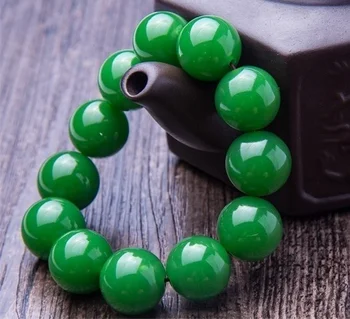Hetian Jade Aproce Mens spināti zaļās pērles 18mm valdonīgs Hetian jade aproce roku uz īpašā piedāvājuma bezmaksas piegāde