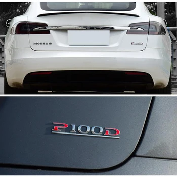 Auto Bagāžnieka Chrome ABS Emblēmu Žetons par Tesla Model 3 X S Roadster P100D Uzsvērt P85D P90D 85 100 Logo Uzlīmes, Auto Piederumi