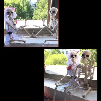 Halloween Skelets Līgava un Līgavainis Plastmasas Spilgti Cilvēku Kauli, Galvaskausu Statuetes Halloween Dekorēšanai Šausmu aprīlī Muļķi Diena